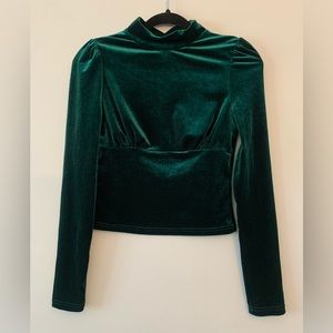 SHEIN Velvet Puff Long Sleeve Mock Neck Top Size Medium